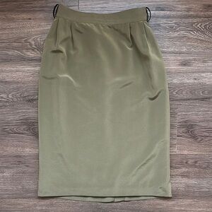 Vintage Olive Green Midi Skirt
